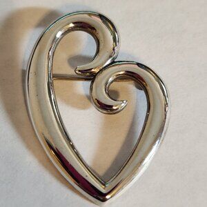 Vintage Sterling Silver James Avery Mother's Love Heart Brooch Pin